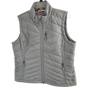 Orvis Zip-Up Vest Lightweight Size LARGE Frost Gray Zip Pockets Drawcord